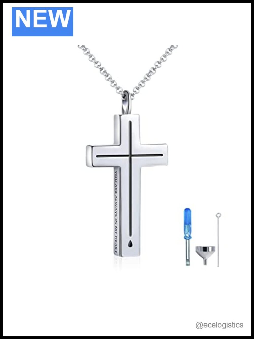 925 Sterling Silver Cross Urn Pendant Necklace Memorial Ashes Keepsake